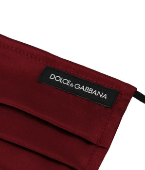 Dolce & Gabbana Maroon Silk Pleated Elastic Ear Strap One Size Face Mask