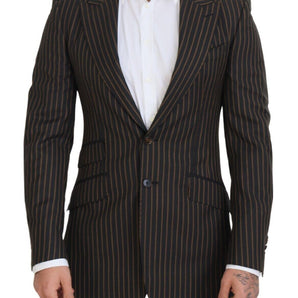 Dolce &amp; Gabbana Elegant Striped Wool Blend Slim Blazer