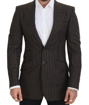 Dolce & Gabbana Black Brown Stripes Single Breasted Blazer