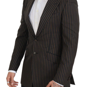 Dolce &amp; Gabbana Elegant Striped Wool Blend Slim Blazer