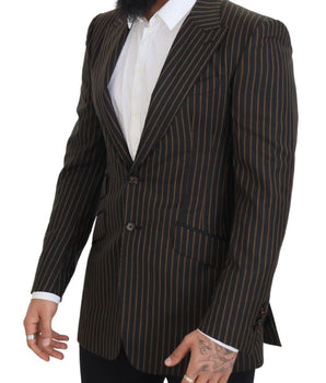 Dolce & Gabbana Black Brown Stripes Single Breasted Blazer