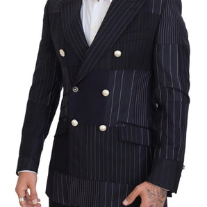 Dolce &amp; Gabbana Elegant Navy Slim-Fit Double Breasted Blazer