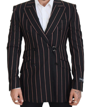 Dolce & Gabbana Black Stripes Viscose Double Breasted Blazer