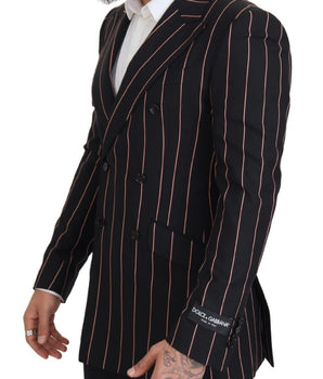 Dolce & Gabbana Black Stripes Viscose Double Breasted Blazer