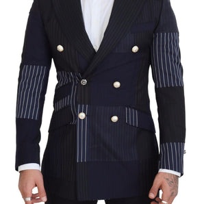 Dolce & Gabbana Elegant Navy Double Breasted Wool Blazer