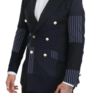 Dolce &amp; Gabbana Elegante blazer de lana con doble botonadura azul marino