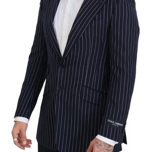 Dolce &amp; Gabbana Elegant Navy Slim Fit Wool Blazer