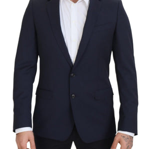 Dolce &amp; Gabbana Elegante blazer de lana de corte slim azul oscuro