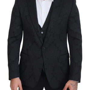 Dolce & Gabbana Elegant Black Martini Suit Jacket & Vest Ensemble