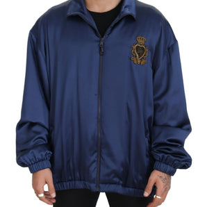 Dolce & Gabbana Regal Blue Silk Bomber Jacket