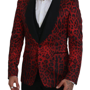 Dolce & Gabbana Radiant Red Leopard Print Three Piece Suit