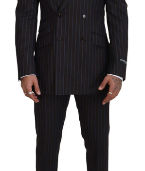 Dolce & Gabbana Black Striped Wool Formal 2 Piece Suit