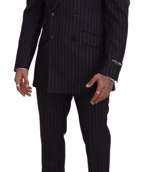 Dolce & Gabbana Black Striped Wool Formal 2 Piece Suit