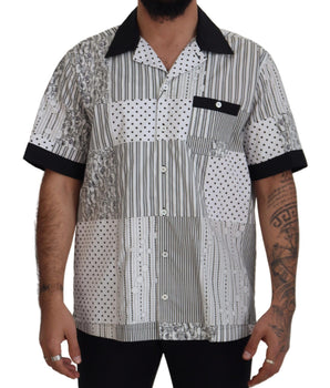 Dolce & Gabbana White Black Patterned Button Down Shirt