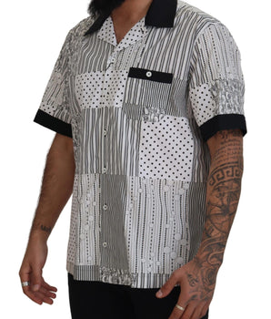 Dolce & Gabbana White Black Patterned Button Down Shirt