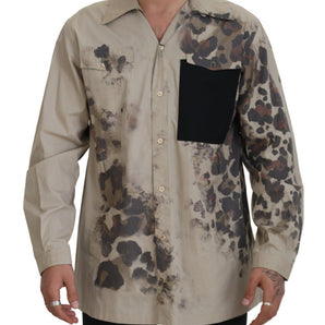 Dolce &amp; Gabbana Beige Cotton Button-Down Casual Shirt