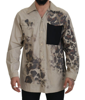 Dolce & Gabbana Beige Camouflage Cotton Long Sleeves Shirt