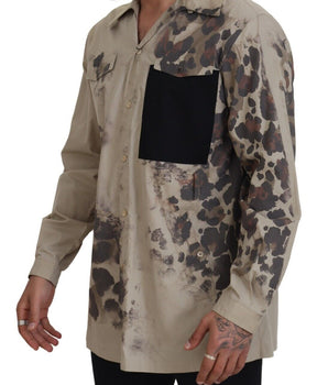 Dolce & Gabbana Beige Camouflage Cotton Long Sleeves Shirt
