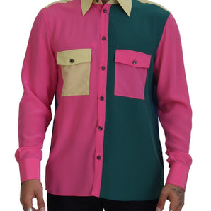 Dolce & Gabbana Elegant Multicolor Silk Button-Down Shirt