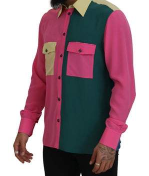 Dolce & Gabbana Multicolor Patchwork Silk Button Down Shirt