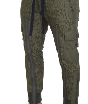 Dolce & Gabbana Green Striped Cargo Zipper Leg Men Trouser Pants