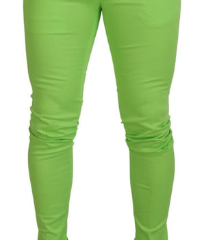 Dolce & Gabbana Light Green Cotton Skinny Men Trousers Pants