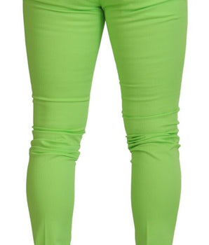 Dolce & Gabbana Light Green Cotton Skinny Men Trousers Pants