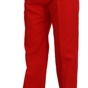 Dolce &amp; Gabbana Stunning Red Mainline Cotton Pants