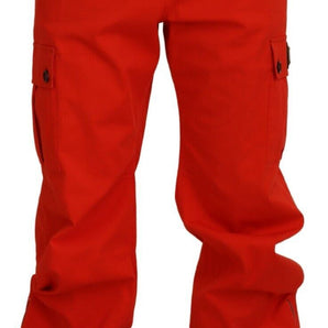 Dolce &amp; Gabbana Elegante pantalón rojo de mezcla de algodón