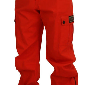 Dolce &amp; Gabbana Elegante pantalón rojo de mezcla de algodón