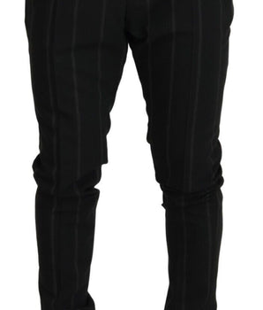 Dolce & Gabbana Black Striped Men Trousers Cotton Pants