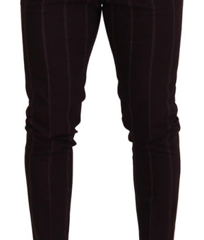 Dolce & Gabbana Brown Striped Men Trousers Cotton Pants