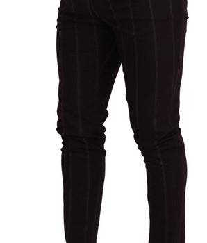 Dolce & Gabbana Brown Striped Men Trousers Cotton Pants