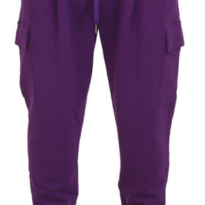 Dolce &amp; Gabbana Elegante pantalón deportivo cargo de algodón morado