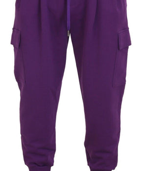 Dolce & Gabbana Purple Cotton Cargo Sweatpants Jogging Pants