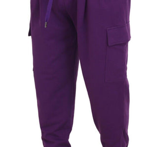 Dolce &amp; Gabbana Elegante pantalón deportivo cargo de algodón morado