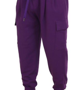 Dolce & Gabbana Purple Cotton Cargo Sweatpants Jogging Pants