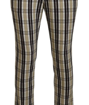 BENCIVENGA Multicolor Checkered Cotton Straight Fit Men Pants
