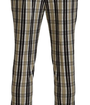 BENCIVENGA Multicolor Checkered Cotton Straight Fit Men Pants