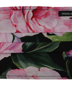 Dolce & Gabbana Black Floral Pleated Elastic Ear Strap Face Mask