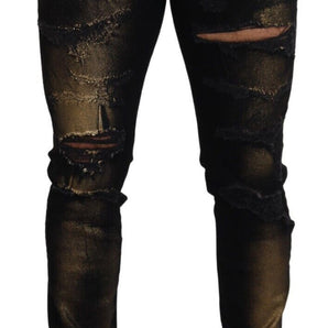 Dolce &amp; Gabbana Elegant Black Gold Dust Jeans