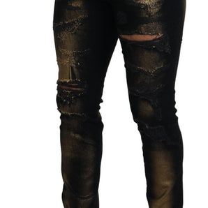 Dolce & Gabbana Elegant Black Gold Dust Jeans