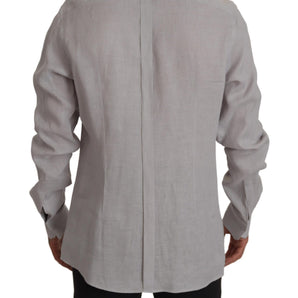 Dolce &amp; Gabbana Elegant Gray Slim Fit Linen Shirt