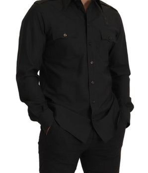 Dolce & Gabbana Dark Green Cotton Slim Fit Casual Men Shirt