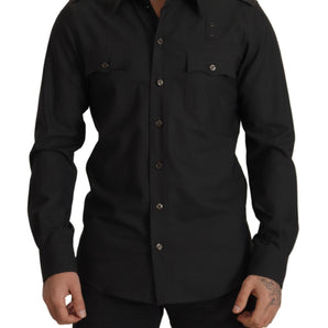 Dolce & Gabbana Elegant Slim Fit Dark Green Cotton Shirt