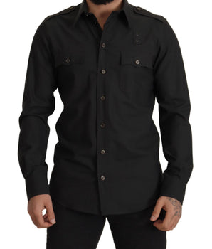 Dolce & Gabbana Dark Green Cotton Slim Fit Casual Men Shirt