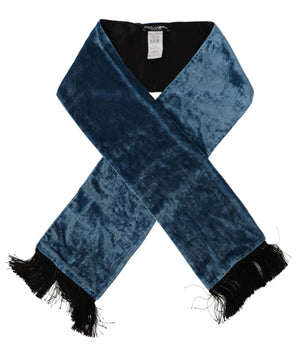 Dolce & Gabbana Blue Velvet Solid Neck Warmer Men's Shawl Scarf