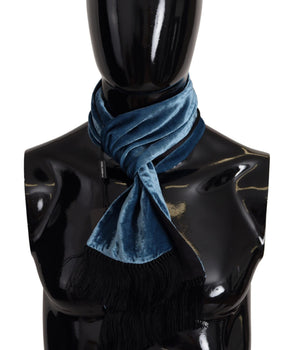 Dolce & Gabbana Blue Velvet Solid Neck Warmer Men's Shawl Scarf