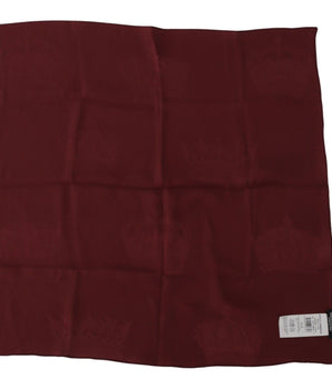 Dolce & Gabbana Maroon Silk Crown Square Wrap Handkerchief Scarf