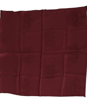 Dolce & Gabbana Maroon Silk Crown Square Wrap Handkerchief Scarf
